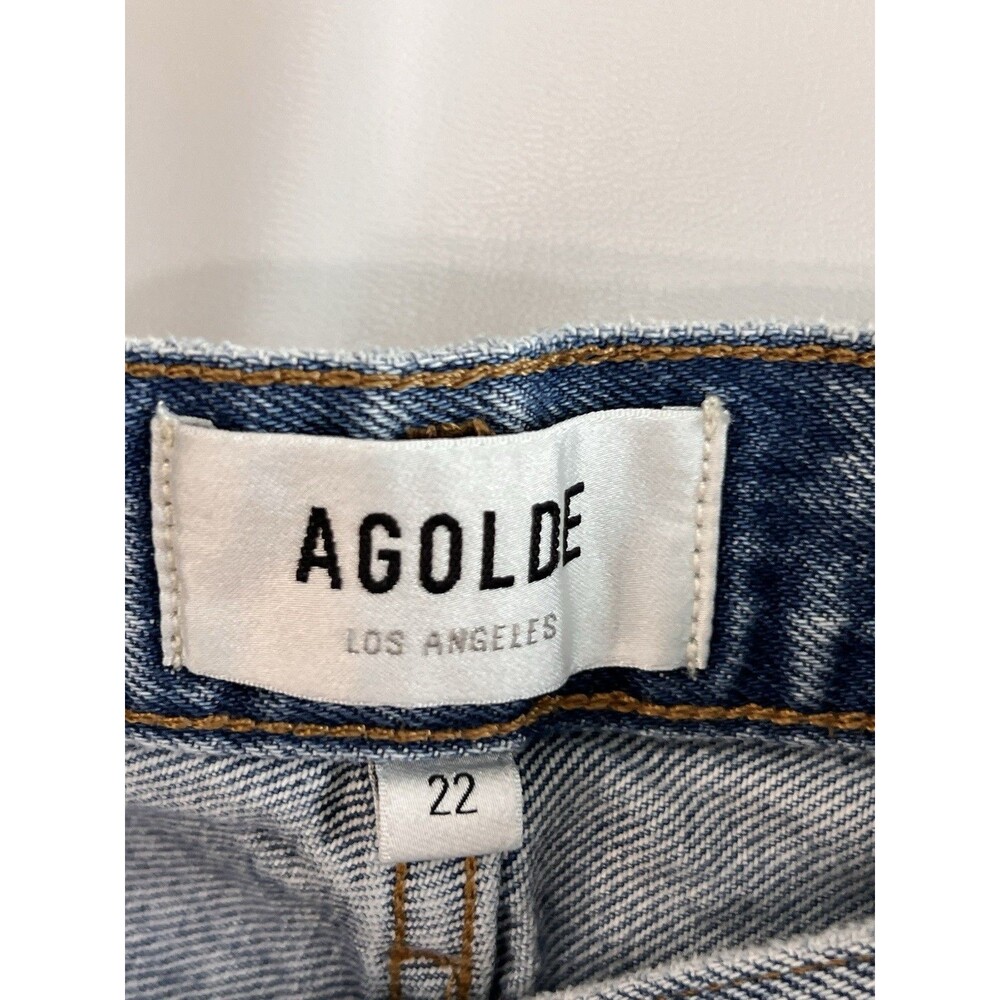 AGOLDE Jeans Women's Size 22 Blue Organic Cotton 90’s Crop High-Rise Button Fly - Picture 3 of 9